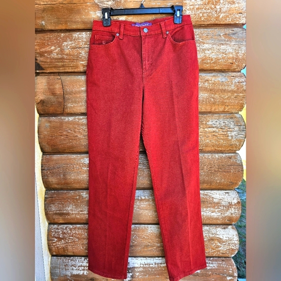 Gloria Vanderbilt Wine Red Fall Holiday Amanda Denim Jeans Stretchy Size 6 - Picture 8 of 13